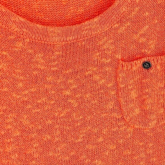 Ann Taylor Loft Orange Knit Scoop Neck Cap Sleeve Front Pocket Top Shirt Small‎ - Picture 3 of 5